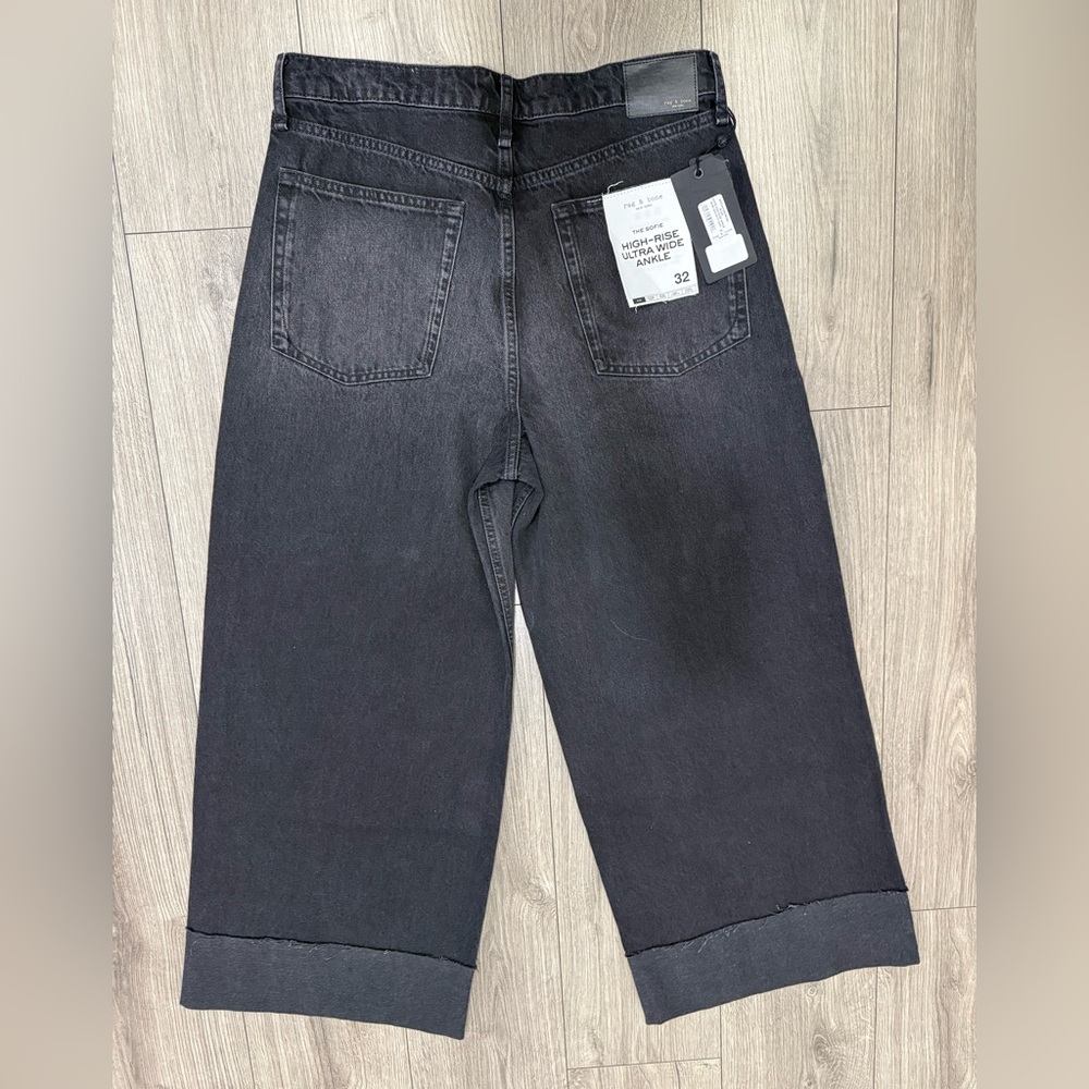 NWT Rag & Bone BLAIR‎ SOFIE HIGH-RISE ANKLE WIDE LEG WITH CUFF RIGID Sz 32 - Picture 13 of 13